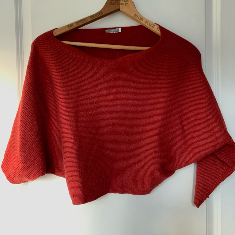 Off the shoulder cropped maroon-red sweater